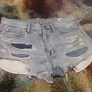 Distressed jean shorts